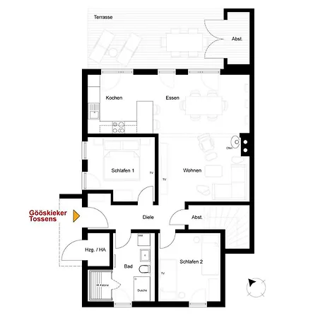 Apartment Goeoeskieker-ebenerdige Mit 2 Schlafzimmern Und Grosser Trrasse